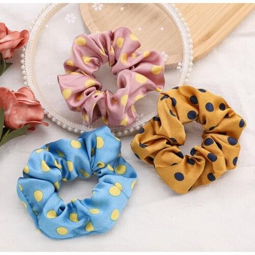 Europe And United States Hot Fashion Dot Silky Fabric Cloth Hair Rope Wash Face Wash Elastic Scrunchies WomanJewelry