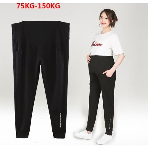 Maternity plus fat plus size sports pants high waist abdomen pants plus velvet autumn and winter fashion large size 100/150 kg