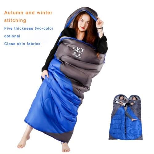 Travel across the dirty cotton sleeping bag adult outdoor double couple outdoor autumn and winter indoor camping thickened