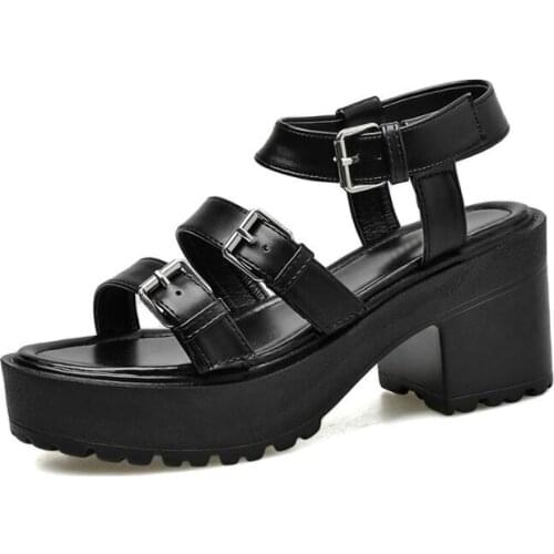 Vintage Punk Rock Gothic Sandals fashion sandals 2020 Platform Chunky Sandals sandalias verano Gladiator Sandals women LJB11-1