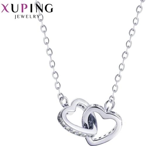 Xuping Fashion Romantic Heart Pendant Necklace Color Plated for Women Christmas Day Jewelry Gift M54-40078