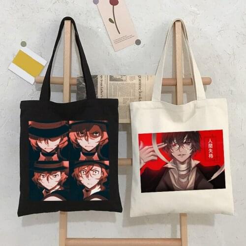Japanese Anime Bungo Stray Dog Osamu Dazai Canvas Bag Classic Handbag Goth Shopper Large Capacity Women Bag Vintage Shoulder Bag