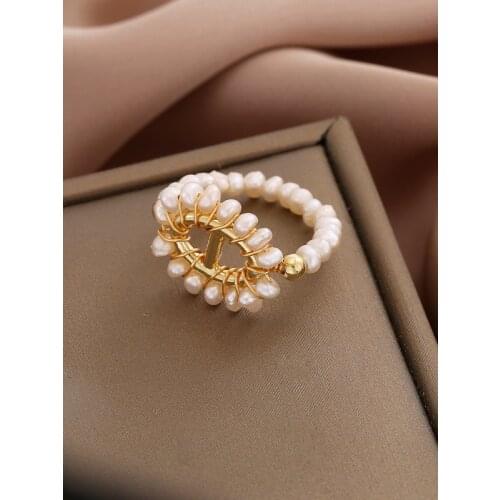 2021 New Handmade 100% Natural Freshwater Pearl Ring Fine Jewelry Pearl Rings for Women