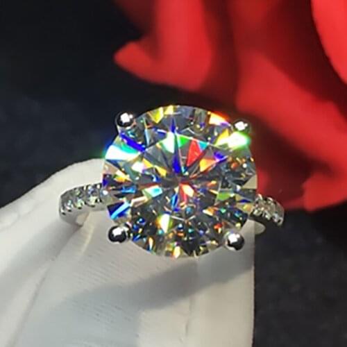 10K Au417 White Gold Ring Women Wedding Anniversary Engagement Party Ring Round Moissanite Diamond Elegant Trendy Romantic Cute
