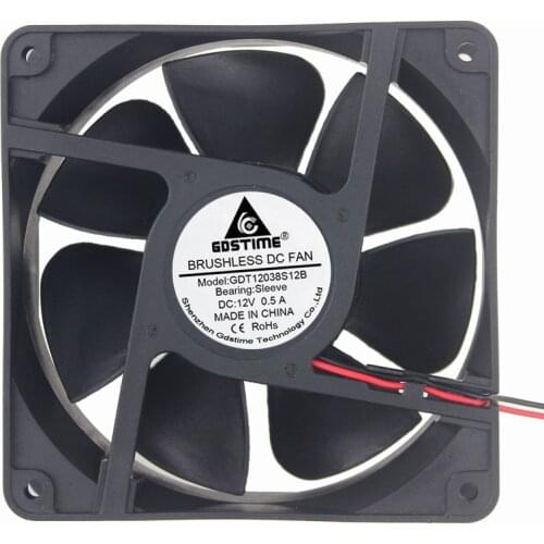 1Pieces Gdstime DC 12V 2Pin 12038 120mm 120x120x38mm 12cm Machine Case Cooler Heatsink Fan