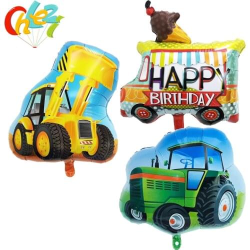 1pcs Farm tractor bulldozer Foil balloons Ice cream car helium balloon baby shower Birthday party decoration Kids toy Globos