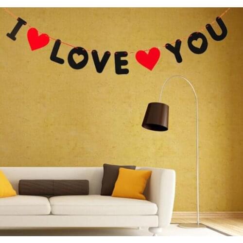 2set/lot non-woven LOVE Flags Garlands Marriage room decorate Wedding party supplies 3m long