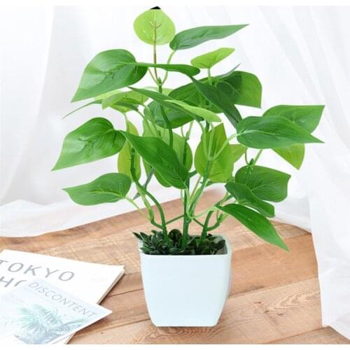2PCS Artificial Potted Plant Bonsai Simulated Fake Plant Fake Leaf For Home Artificial Grass Artificial Foliage Plant With Pot
