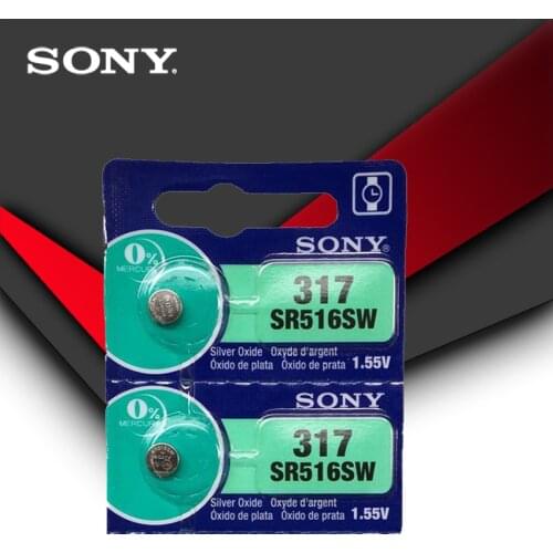 2pc Sony 100% Original 317 SR516SW SR516 1.55V Silver Oxide Button Cell Coin Battery High Capacity Calculator Car Remote