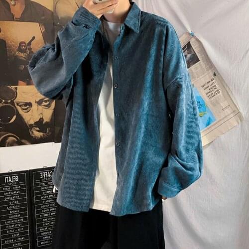 2020 autumn and winter corduroy shirt jacket mens port fashion brand mens ins spring and autumn loose casual clothes