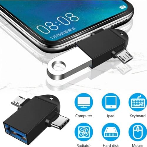 YCDC 2 in 1 OTG 5 Pin Adapter, USB 3.0 Female To Micro USB Male and USB Type C Male Connector Aluminum Alloy on The Go Converter