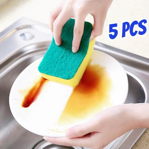 Double-layer powerful decontamination cleaning dishwashing sponge kitchen nano emery cleaning pot rusty focus stain sponge3types