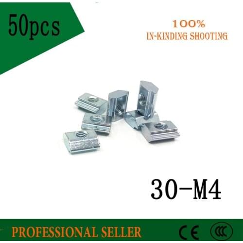 50pcs 30-M4 T Sliding Nut M4 Slide Block Nuts 3030 Slot 8 Aluminum Profile Extrusion Connector DIY CNC part SN30-M4