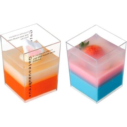50pcs High quality transparent disposable square cup 150ml small party birthday wedding dessert cake plastic cups with lid