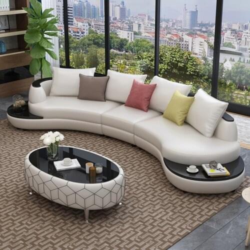 Large and small house type art office Club special arc Leather sofa living room