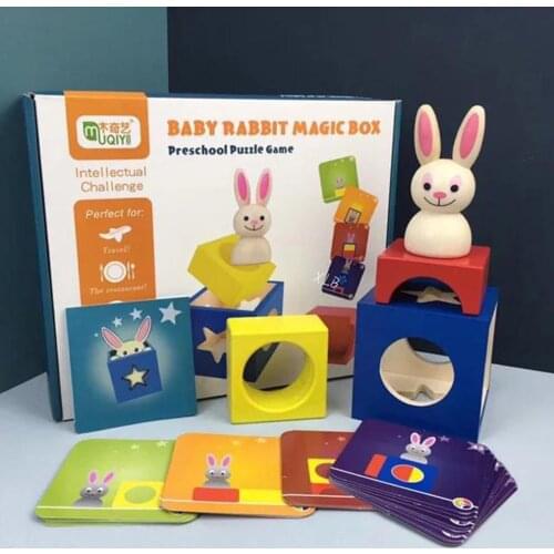 Wooden rabbit baby intelligence magic box babys interaction early teaching games intelligence toy Early education smart puzzle