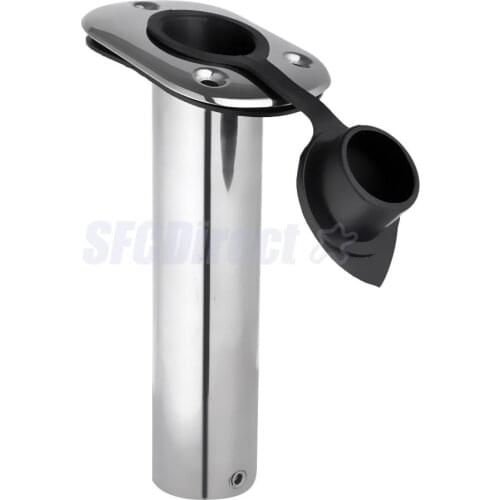 Stainless Steel Fishing Rod Holder Flush Mount Pole Stand Bracket with Cap, 15 Degree