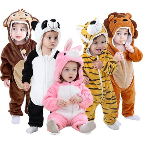 Baby Rompers Tiger Panda Girls Clothes New Born Baby Cartoon Rabbit Pajamas Winter Animal Outfits Toddler Costume Boys Jumpsuits