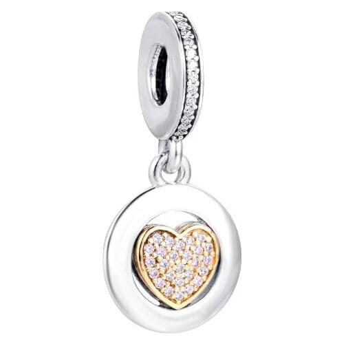DIY Fits for Pandora Charms Bracelets 100% 925 Sterling-Silver-Jewelry Signature Heart Beads Free with 14K Gold Shipping