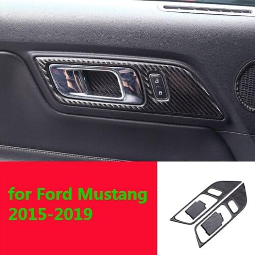 Carbon fiber Door inner Handles Door Bowl Decorative for Ford Mustang Car Stickers Car-Styling 2015 2016 2017 2018 2019