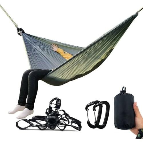 Hot Sale Camping Hammock Portable Single Double Nylon Hammock for Backpacking Hiking Travel Yard Outdoor Activities