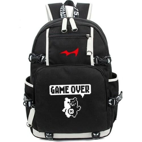 Anime Danganronpa Dangan Ronpa Monokuma Game Over Cosplay Backpack Canvas Shoulder Bag Schoolbag Travel Bags for Students
