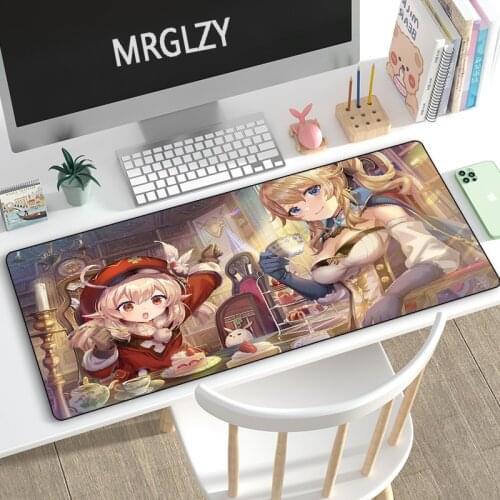 MRGLZY Genshin Impact Klee Jean Mouse Pad Gamer Large Anime Cute Girl DeskMat Computer Gaming Peripheral Accessories MousePad