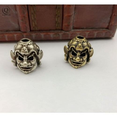 Brass Handmade DIY Vintage Japanese Smaurai Mask Helmet Knife Bead Pendants Flashlight Paracord Umbrellas Rope Beads Keychains