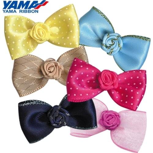 YAMA Ribbons Bow with Rose Flower Width 40mm±3mm 200pcs/bag Grils Headwear Dress Accessories Wedding DIY Decoration