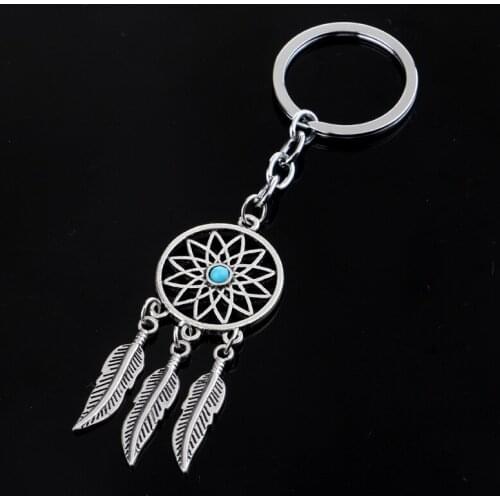Dream Catcher Feather Tree Leaf Dreamcatcher Keychain Christmas Gift Jewelry Accessories
