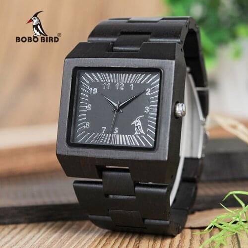Luxury Brand BOBO BIRD Men Watches Full with Wood Quartz Rectangle Watch Wooden Band Wristwatch relogio masculino B-L23