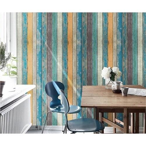 Retro Wood Grain Wallpaper Mediterranean Style Self-Adhesive Paper Wall Sticker Furniture Renovation Cover Decal For Home Decor