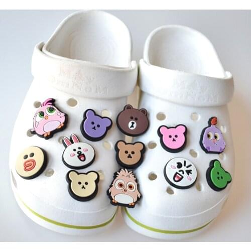 New 1pcs PVC cartoon Animal avatar Shoe Charms Jibz cute small Bear /rabbit/duck Shoe Accessories fit girl Croc Kids X-mas Gift