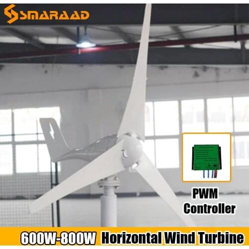 2020 New Arrival Free Energy Wind Turbine Generator 600W 800W 12V 24V With 3 Blades 5 Blades MPPT PWM Controller For Homeuse