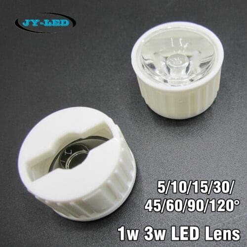 100x 1W 3W Optical LED Lens 20mm*11mm With White/Black Lens Holder 22mm*13.5mm Angle 5 10 15 30 45 60 90 120 Degree