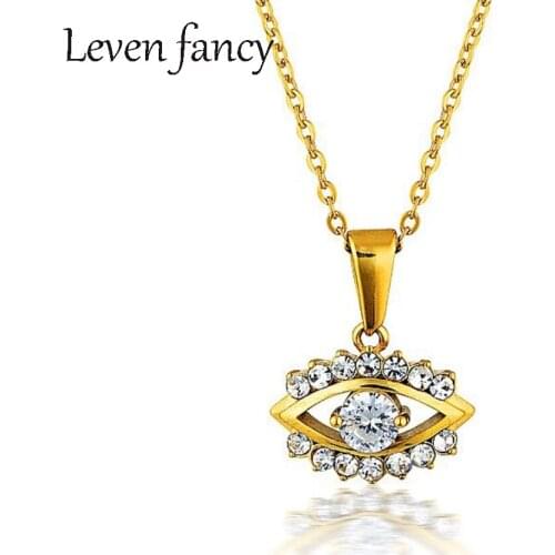 925 Sterling Silver Ladies Fatima Evil Eye Pendant Necklace Clear Cubic Zirconia Crystal Lucky Eye Necklaces for Women Girls