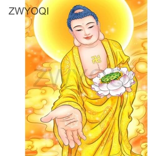 Full Square Diamond painting Buddha lotus sun 5D DIY Diamond embroidery Cross stitch Full Round Diamond mosaic Buddha lotus sun