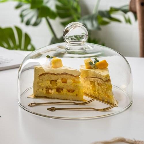 1Pc Transparent Dust-proof Glass Cover Food Cake Cover Durable Food Protective Cover Diameter 13cm/16cm/18cm/21cm