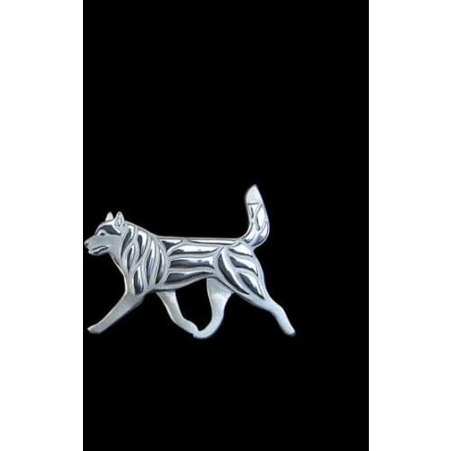 Drop shipping-Siberian Husky movement with carried up tail brooch,Wedding party brooch,Brooch for him,pet loves gift idea