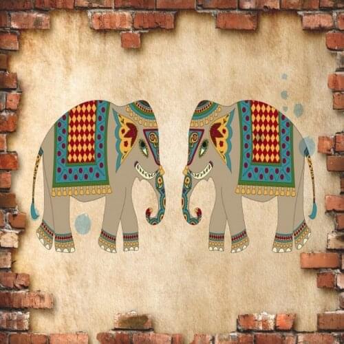 Dropshipping Colomac Vintage Wallpaper Retro Nostalgic 3D Wall Brick Elephant Wallpaper Brick Wall Mural 3d Papel Para Pared
