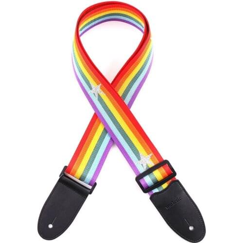 Rainbow Embroidery Cotton Guitar Strap Electric Guitar Acoustic Guitar Folk Guitar Bass Strap