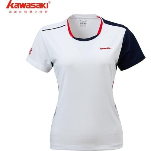 Kawasaki Badminton Shirts Tennis Shirt Breathable Short-sleeved T-Shirt For Female White T-shirt ST-Q2302