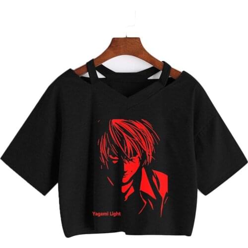 Death Note Summer Print Womens Clothing Gothic Shinigami Ryuk Short Sleeve Crop Tops Harajuku Casual Tee Yagami Vintage tops