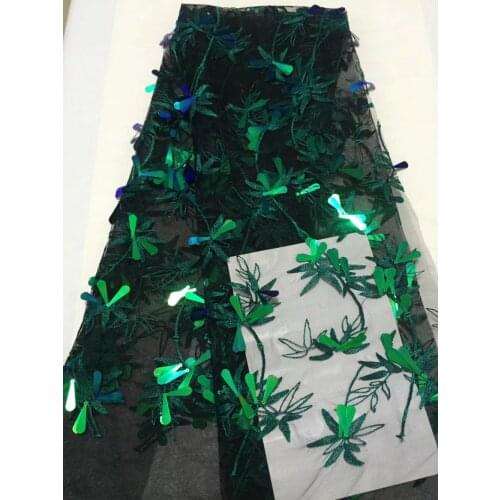 Unique 3d Big Sequins Flower African French Lace Fabric CDF50-1 Wholesale Embroidery African Tulle Lace Fabric For Nice Dress