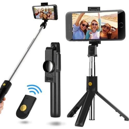 Foldable monopods universal for Smartphone Hot Smart phone universal 2021 NEW 3 in 1 Wireless Bluetooth Selfie Stick With Tripod