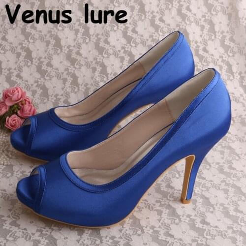 Blue Platform High Heels for Women Party Peep Toe Women Occasion Shoes