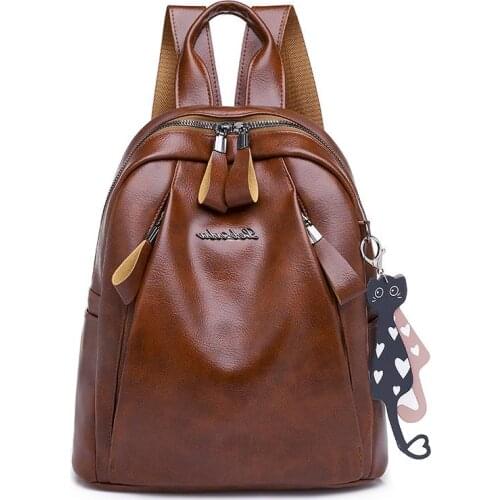 Korean Style Women Travel Backpack Woman Large Capacity PU Leather Bagpack Students School Backpacks for Teenagers Girls Bookbag