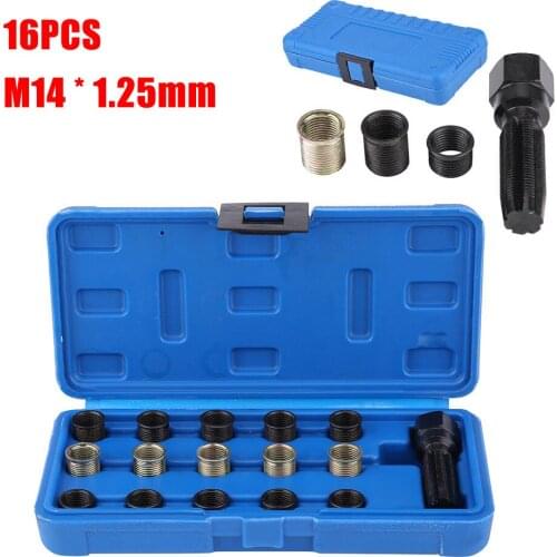 16Pcs Spark Plug Thread Repair Tool Kit M16 M14 Threaded Coil Insert Car Styling
