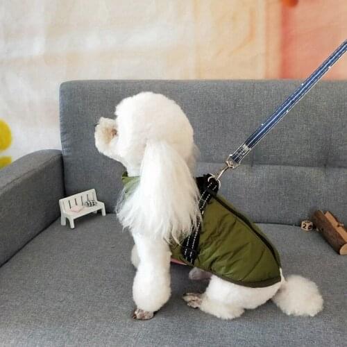 2 In 1 Pet Autumn Winter Skiing Costume Sleeveless Cotton Padded Vest With Durable Chest Strap Harness