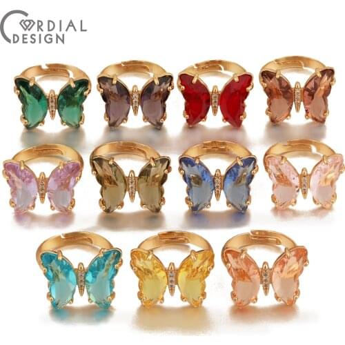 Cordial Design 20Pcs Ring Settings/Jewelry Findings & Components/Hand Made/Butterfly Shape/Crystal Ring Making/DIY Accessories